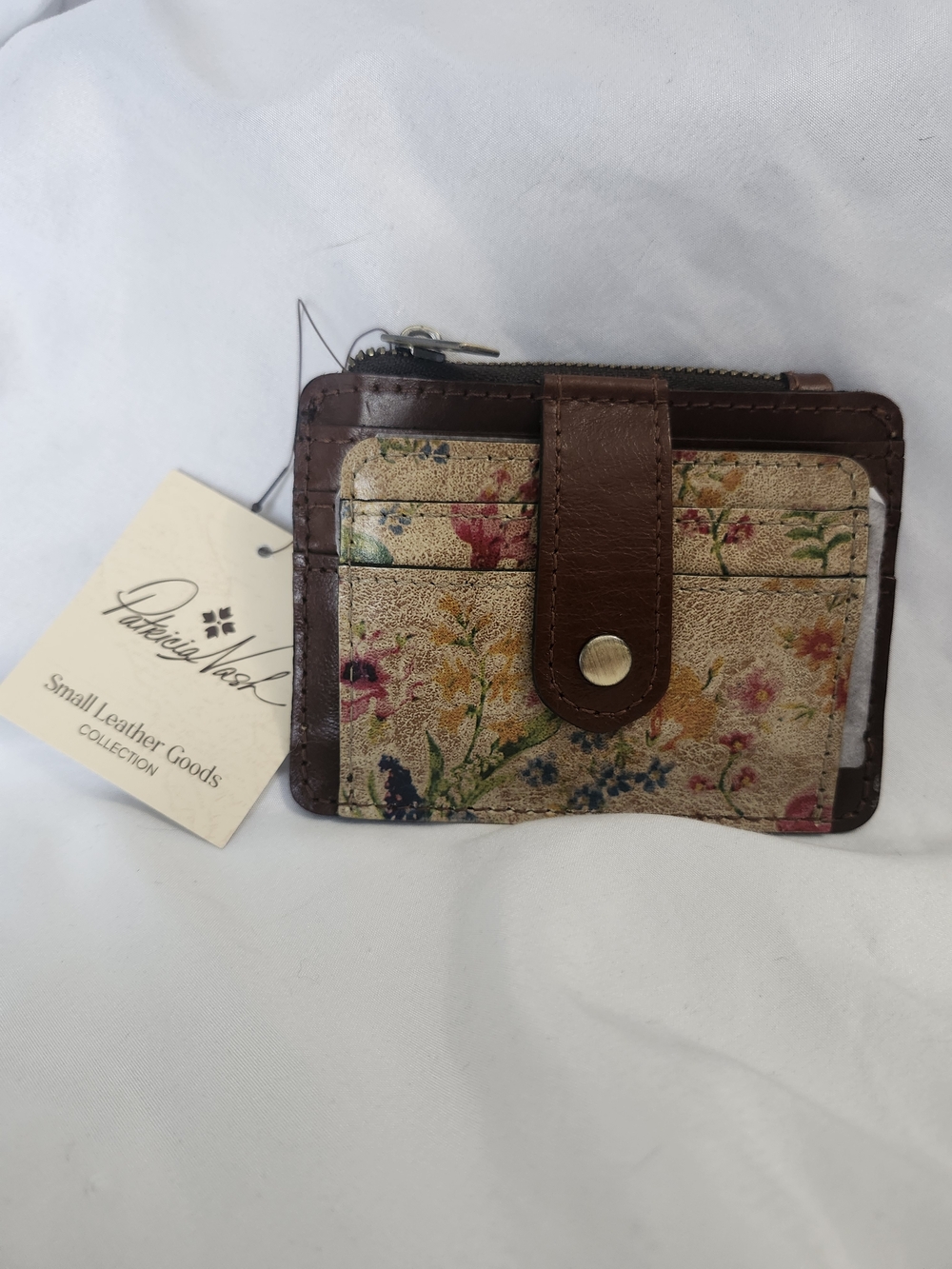 Patricia Nash Brown Leather Floral Card Wallet